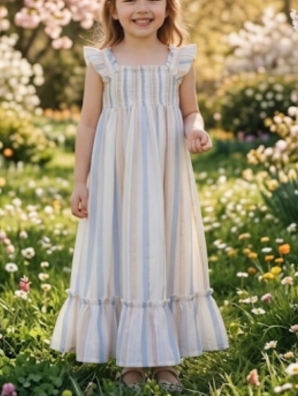 Haute Hippie Striped Kids Dress in Blue  Cream And Shine Strips